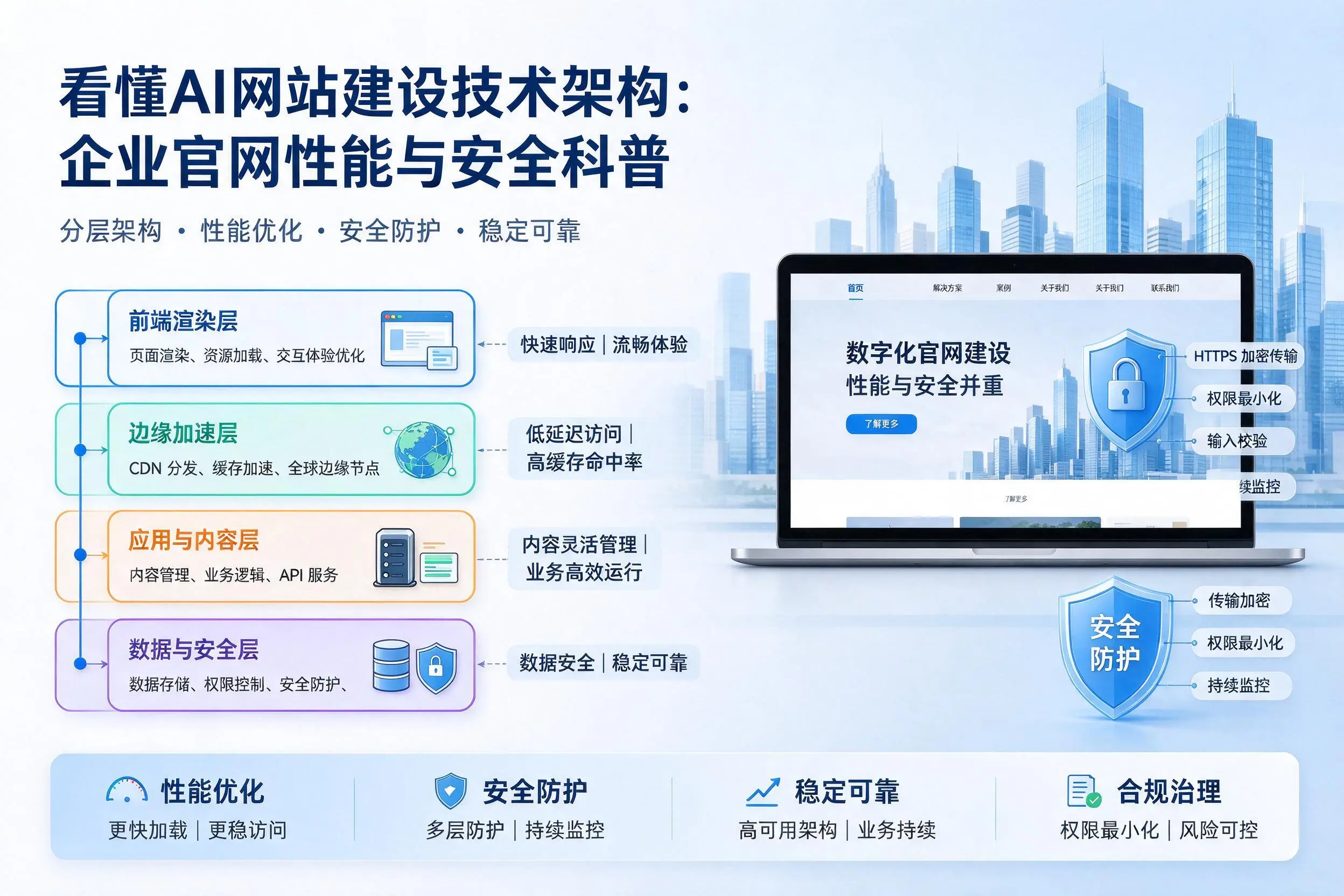 看懂AI网站建设技术架构：赣州企业官网性能与安全科普