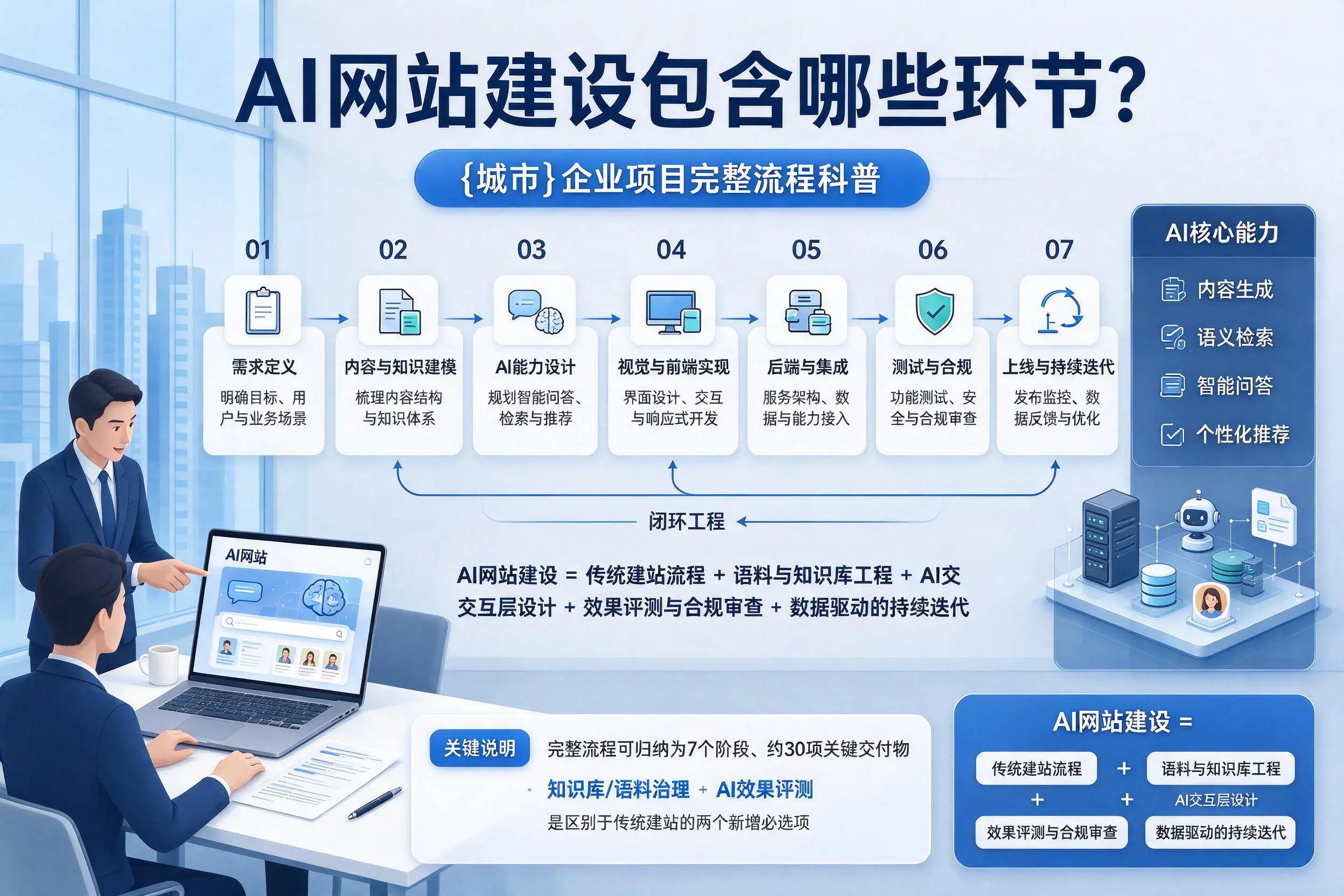 AI网站建设包含哪些环节？赣州企业项目完整流程科普